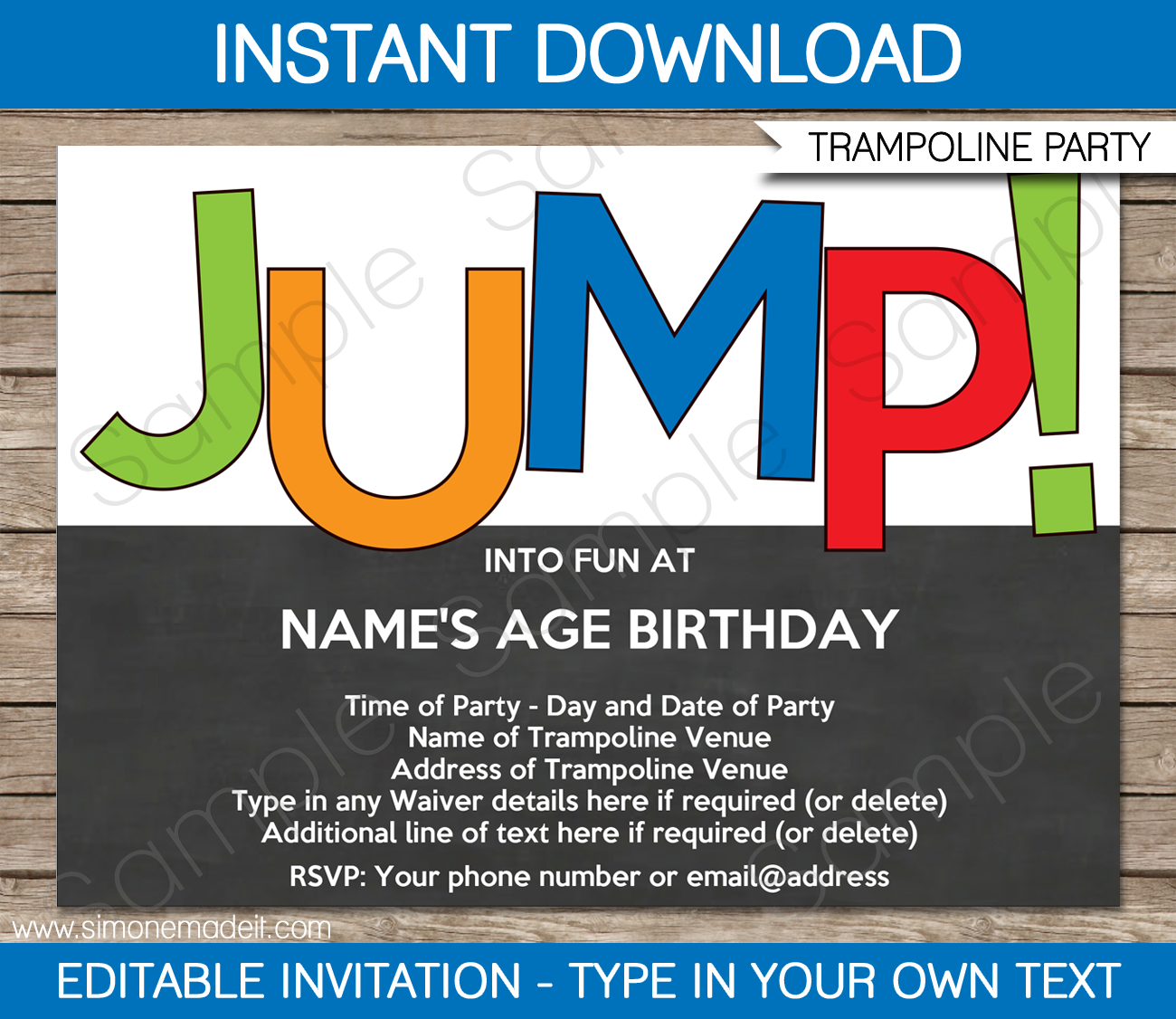 Trampoline Party Invitations Template Boys
