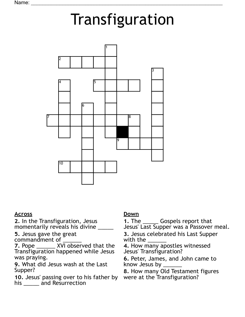 Transfiguration Crossword WordMint Transfiguration Crossword WordMint