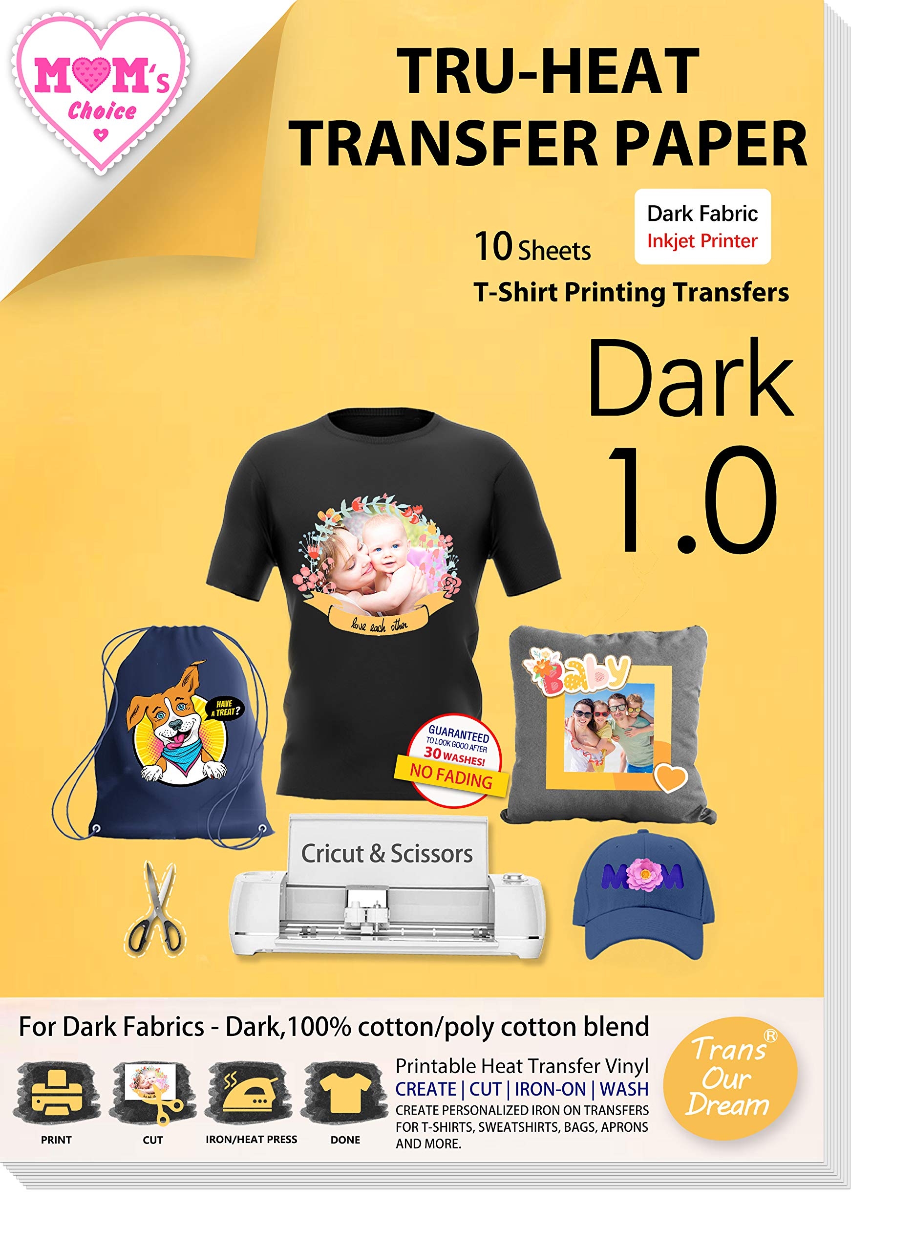 TransOurDream Tru Iron Heat Transfer Paper For Dark Fabric 10 Sheets 8 5x11 Inkjet Printable T Shirt Transfers Vinyl TOD 8 Buy Now With Express International Delivery GoSupps
