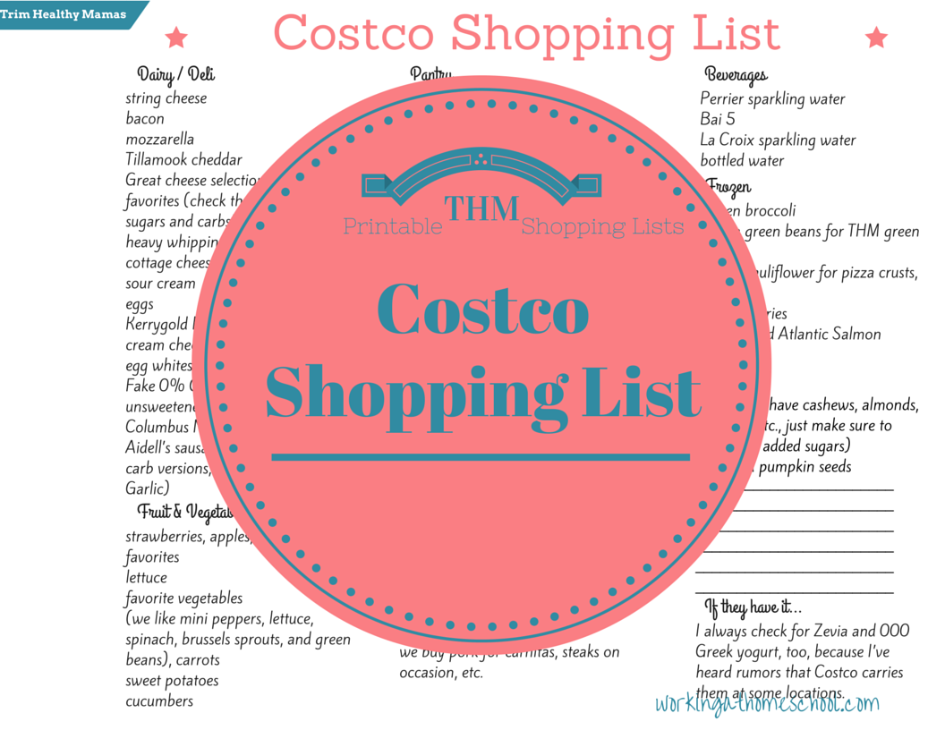 Trim Healthy Mama Printable Costco List Trim Healthy Mama Printable Costco List