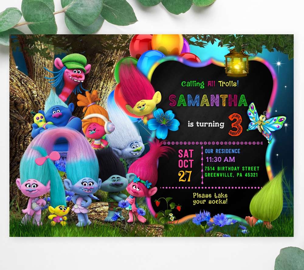 Trolls Invitations Edit Online FREE Demo