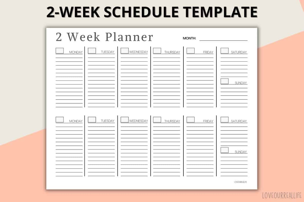 Two Week Calendar Template Free Printable Weekly Planner Love  Two Week Calendar Template Free Printable Weekly Planner Love