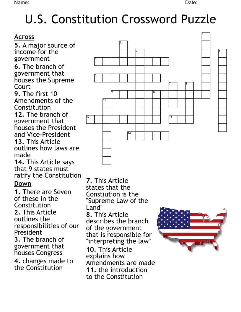 U S Constitution Crossword Puzzle WordMint Worksheets Library U S Constitution Crossword Puzzle WordMint Worksheets Library