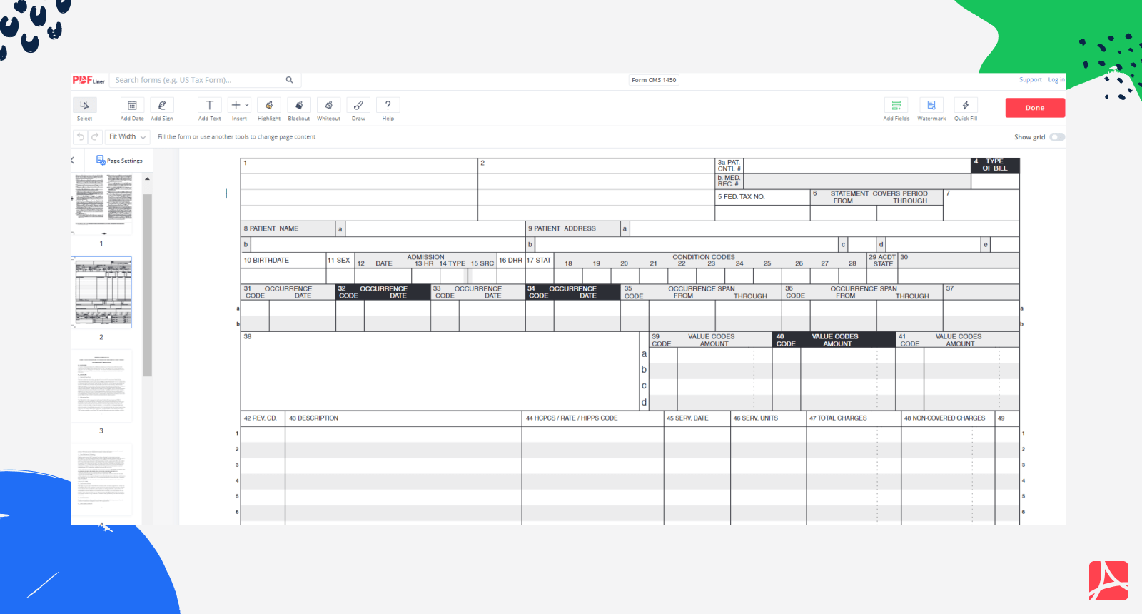 UB 04 Form Or CMS 1450 Print And Sign Form CMS 1450 Online PDFliner UB 04 Form Or CMS 1450 Print And Sign Form CMS 1450 Online PDFliner