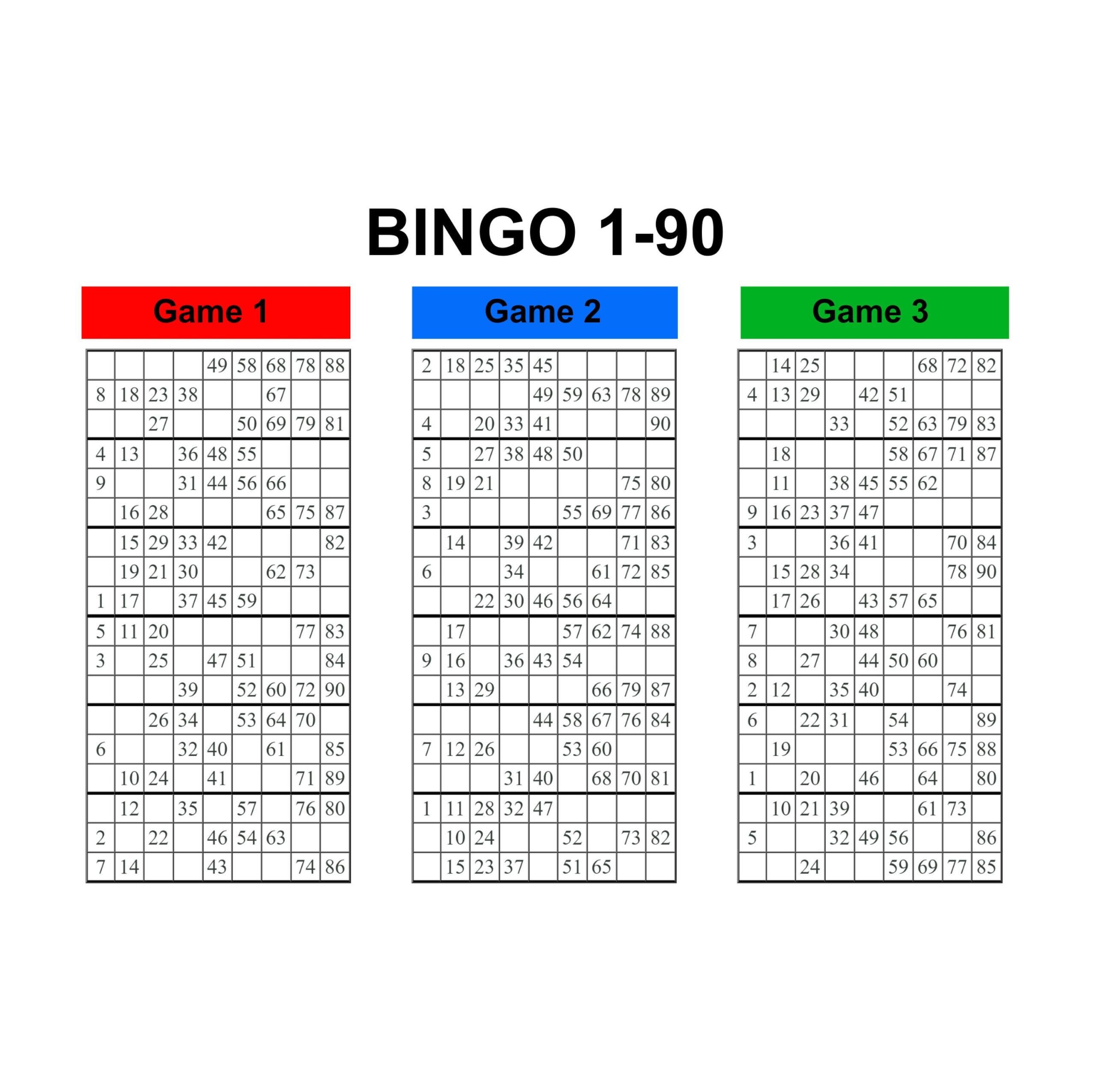 UK Style 1 90 Bingo Ticket Cards 3 Per Page 1050 Cards 350 UK Style 1 90 Bingo Ticket Cards 3 Per Page 1050 Cards 350