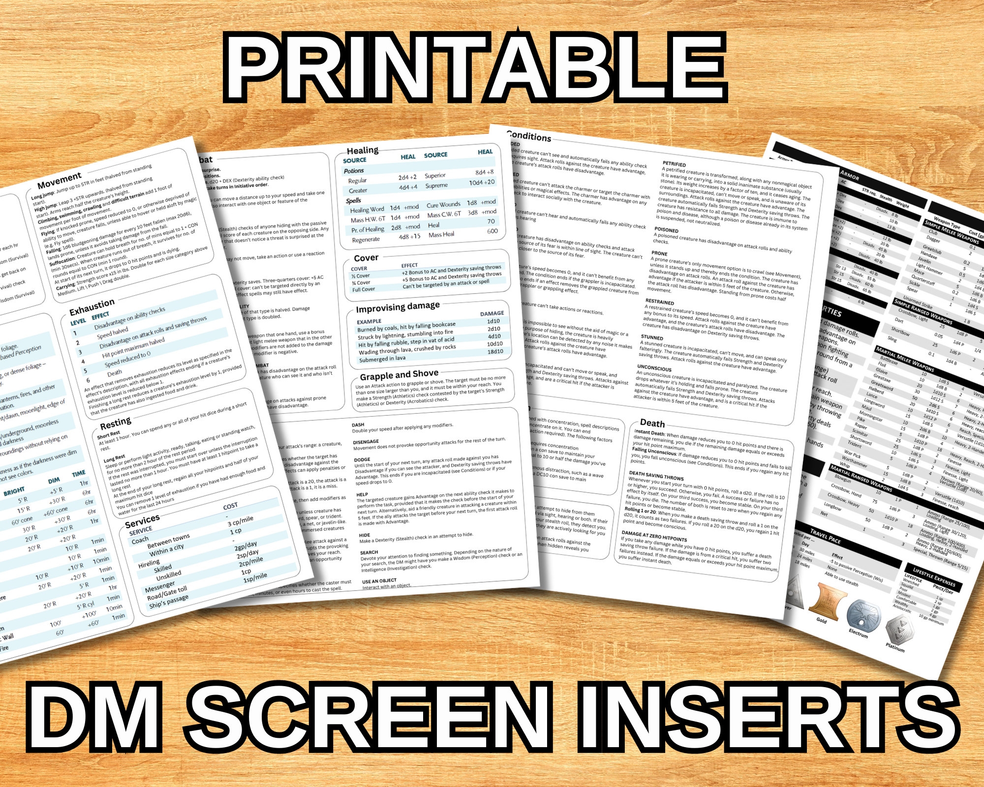 printable dm screen 5e