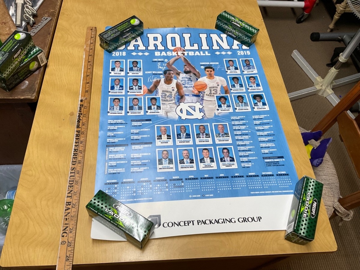 UNC Tarheels North Carolina Basketball 2018 2019 Poster Schedule 