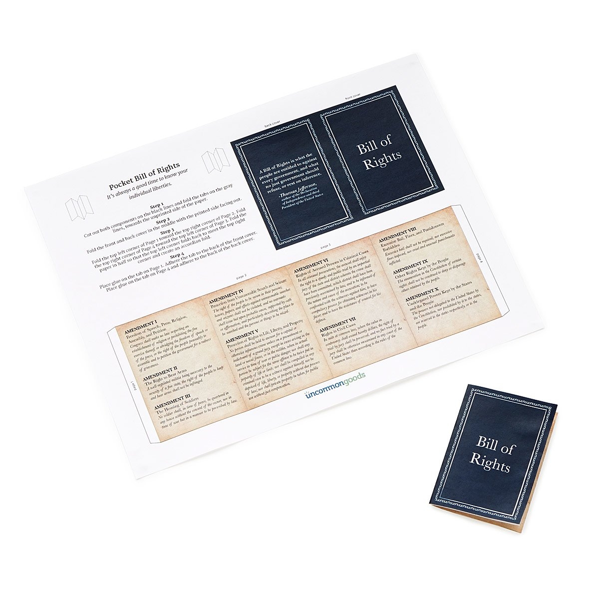 Uncommon Goods Printable Pocket Bill Of Rights Patriotic Party Favor