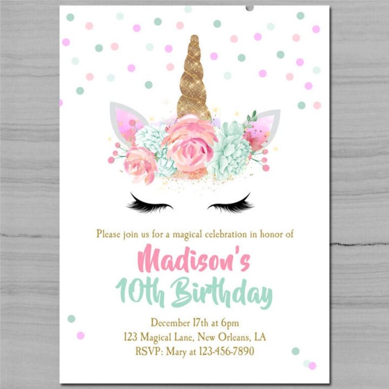 Unicorn Birthday Invitation Printable Or Printed With FREE SHIPPING Unicorn Pink And Mint Sparkle Collection Etsy Sweden