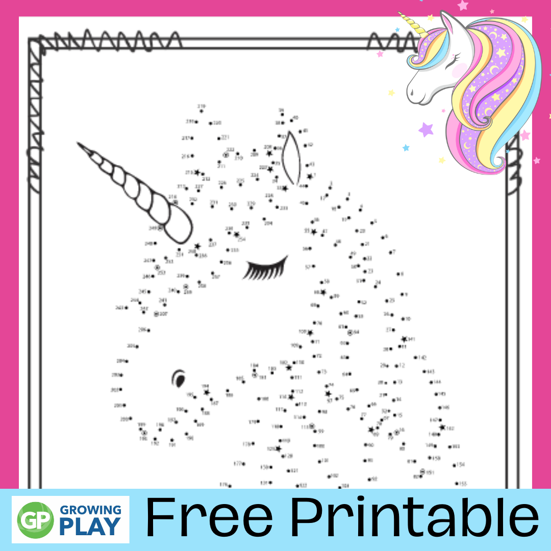 Unicorn Dot To Dot Free Printable Growing Play