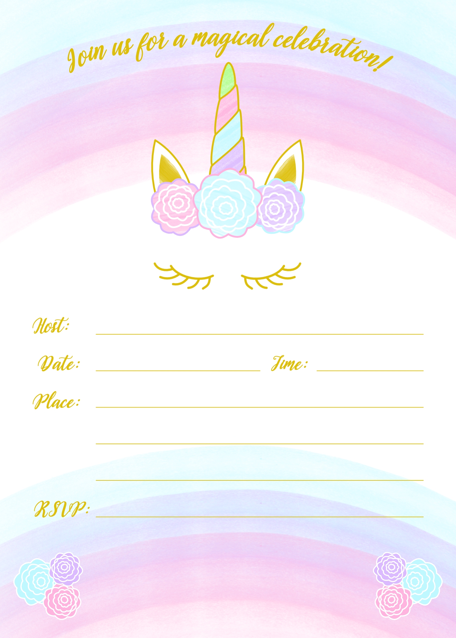 free unicorn birthday printables