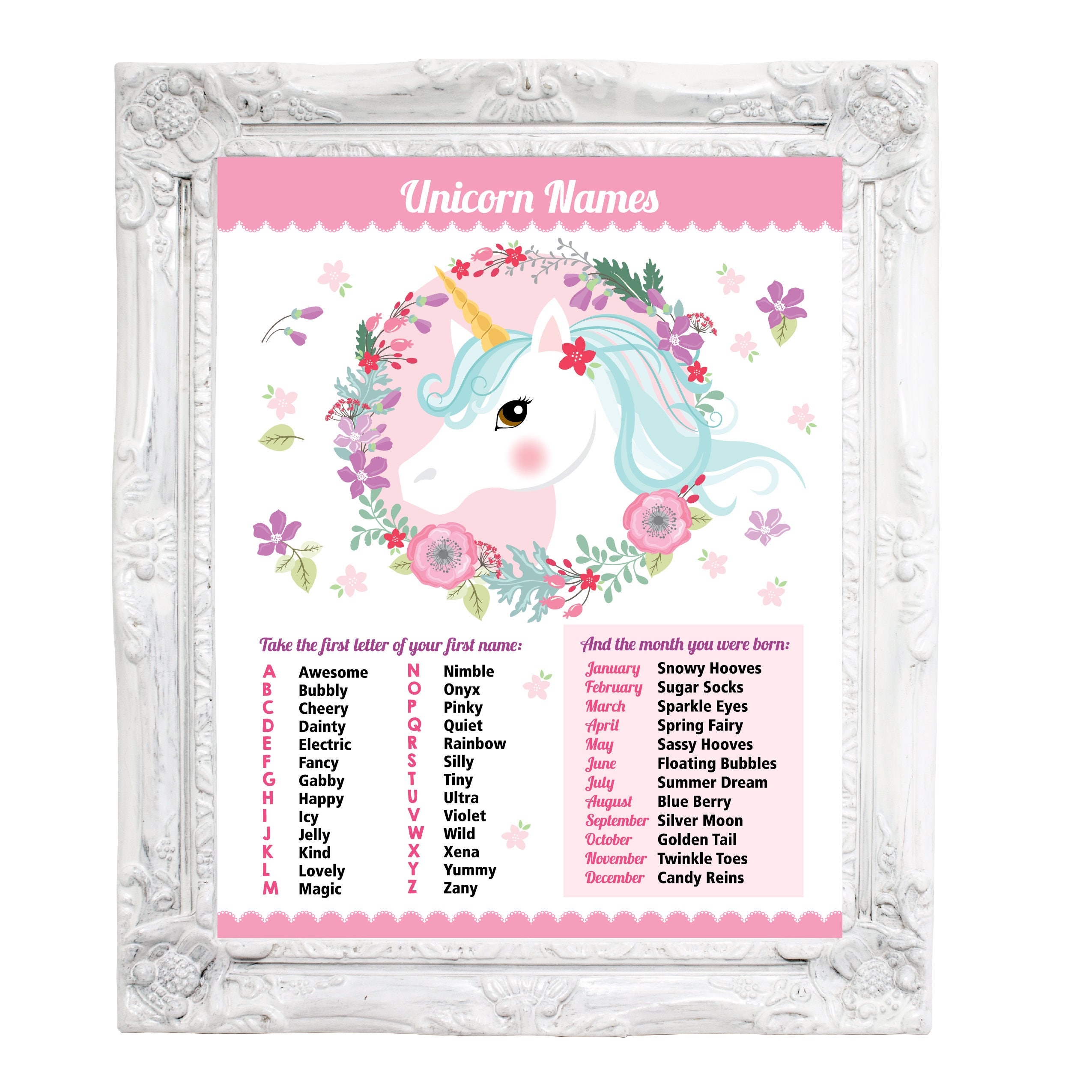 unicorn name generator free printable