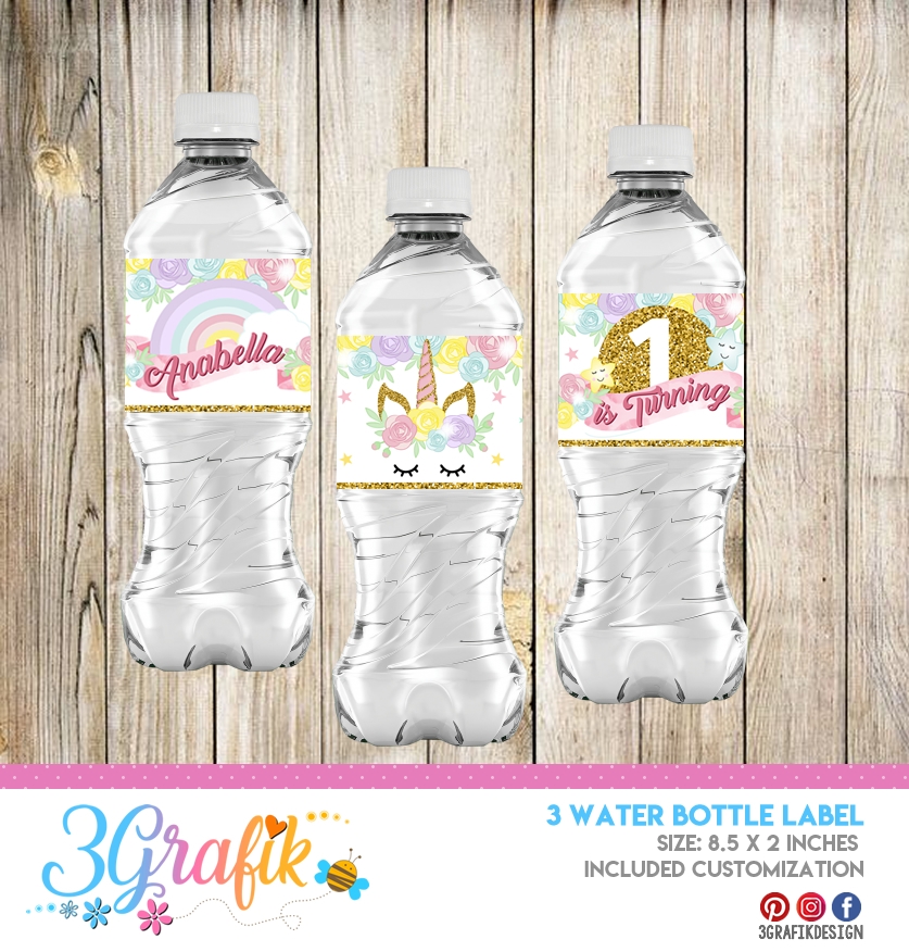 Unicorn Water Bottle Label Printable Unicorn Water Bottle Label Printable