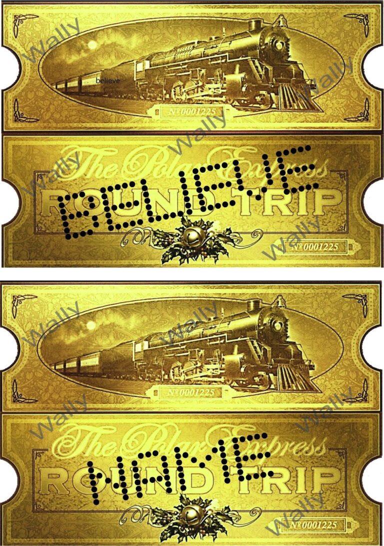 Unique Personalized Polar Express Ticket Printable Front And Back