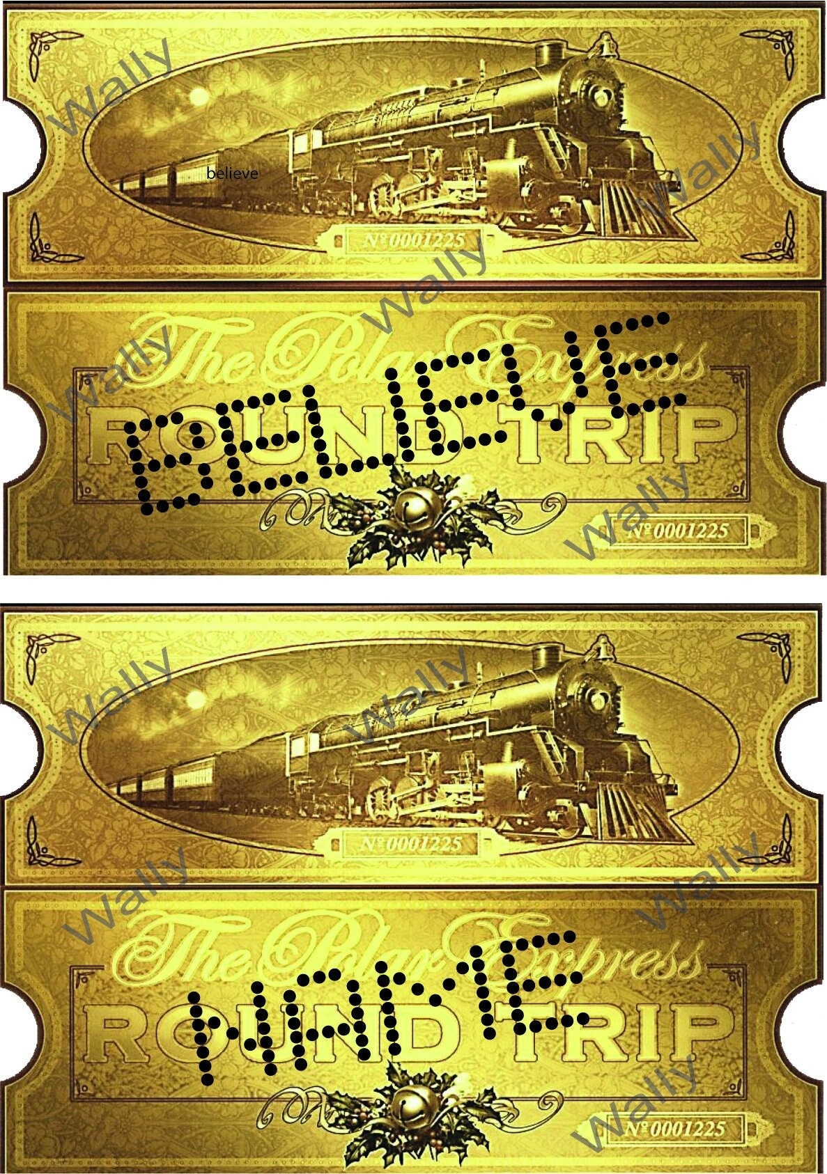 Unique Personalized Polar Express Ticket Printable Front And Back 