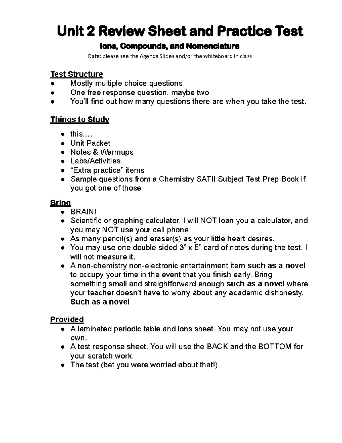 Unit 2 Review Sheet Practice Test Answers docx Google Docs Unit 2 Review Sheet And Practice Studocu