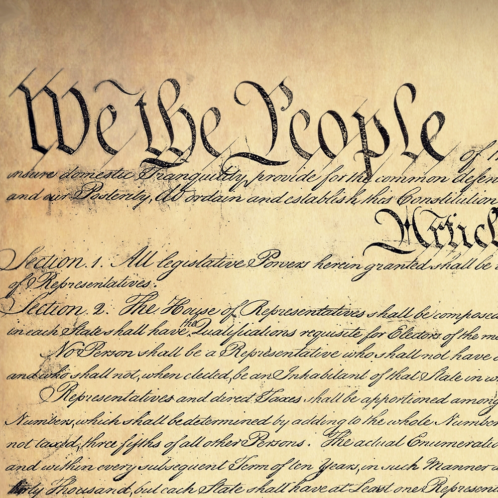 United States Constitution On A Parchment Paper Background 