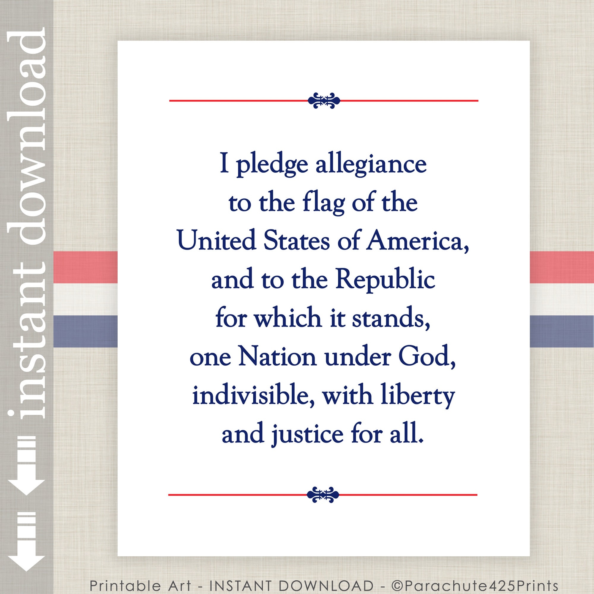 pledge of allegiance words printable