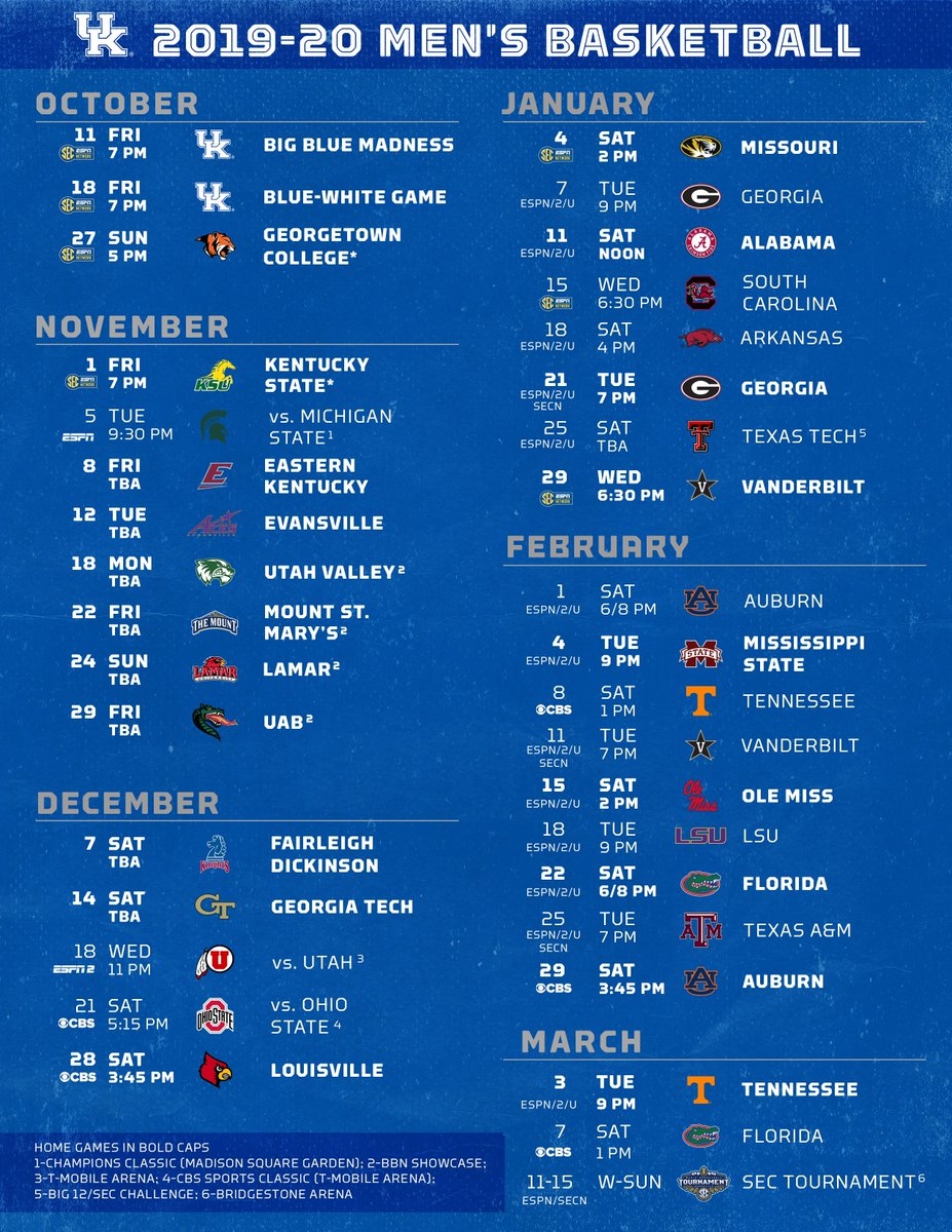 University Of Kentucky Hot Sale Men s Basketball Schedule