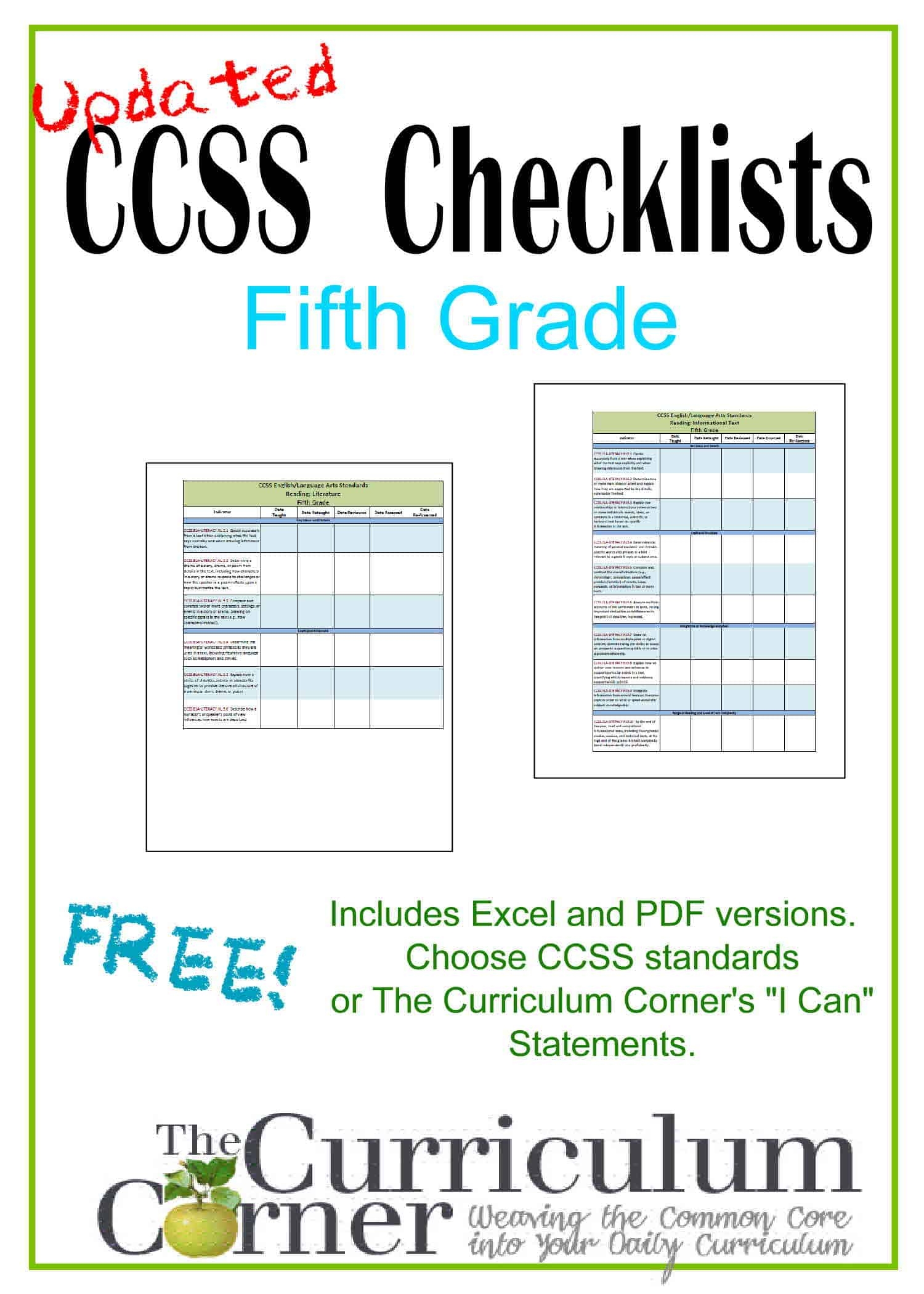 Updated 5th Grade CCSS And 