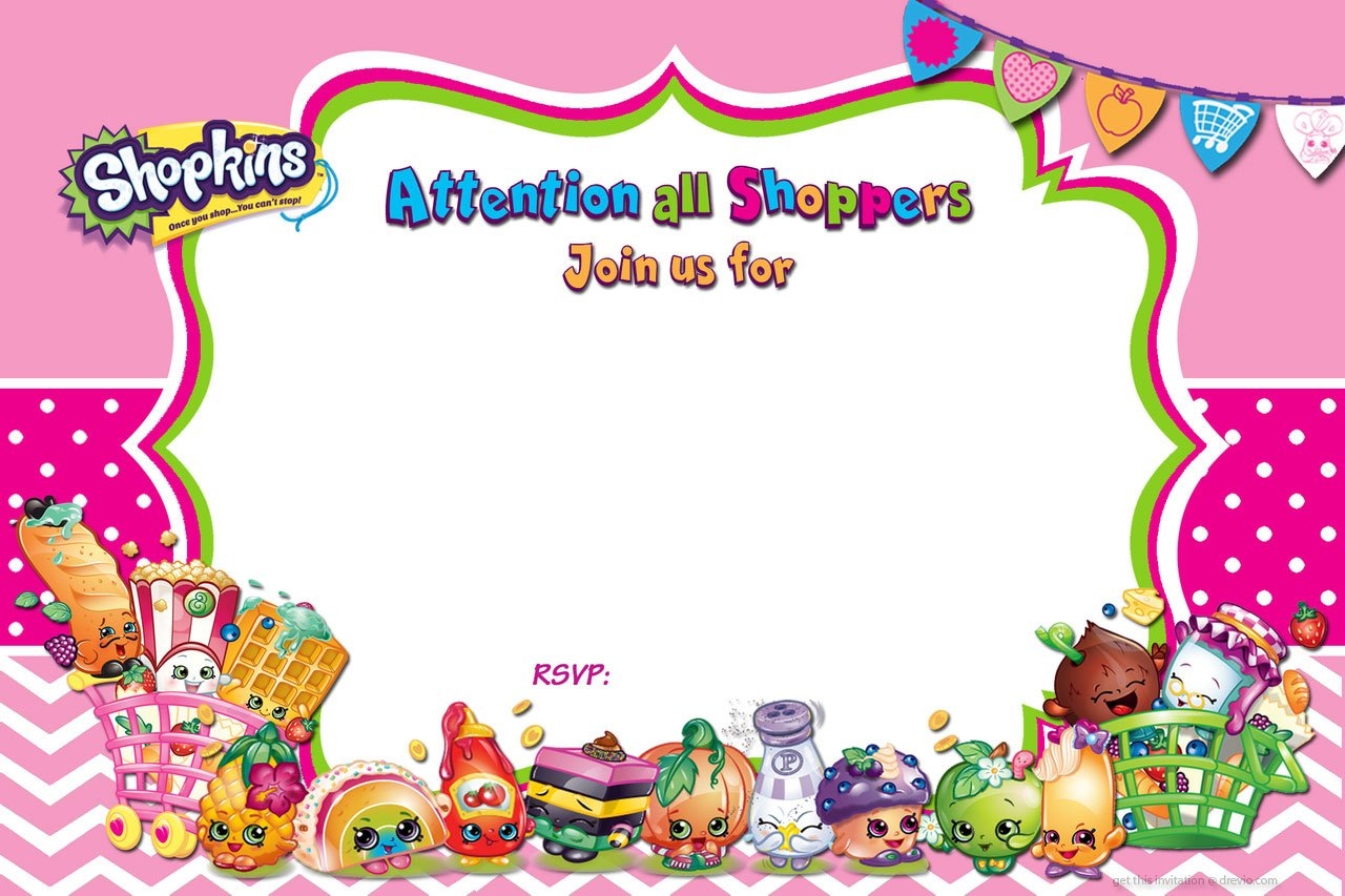 Updated FREE Printable Shopkins Birthday Invitation Template