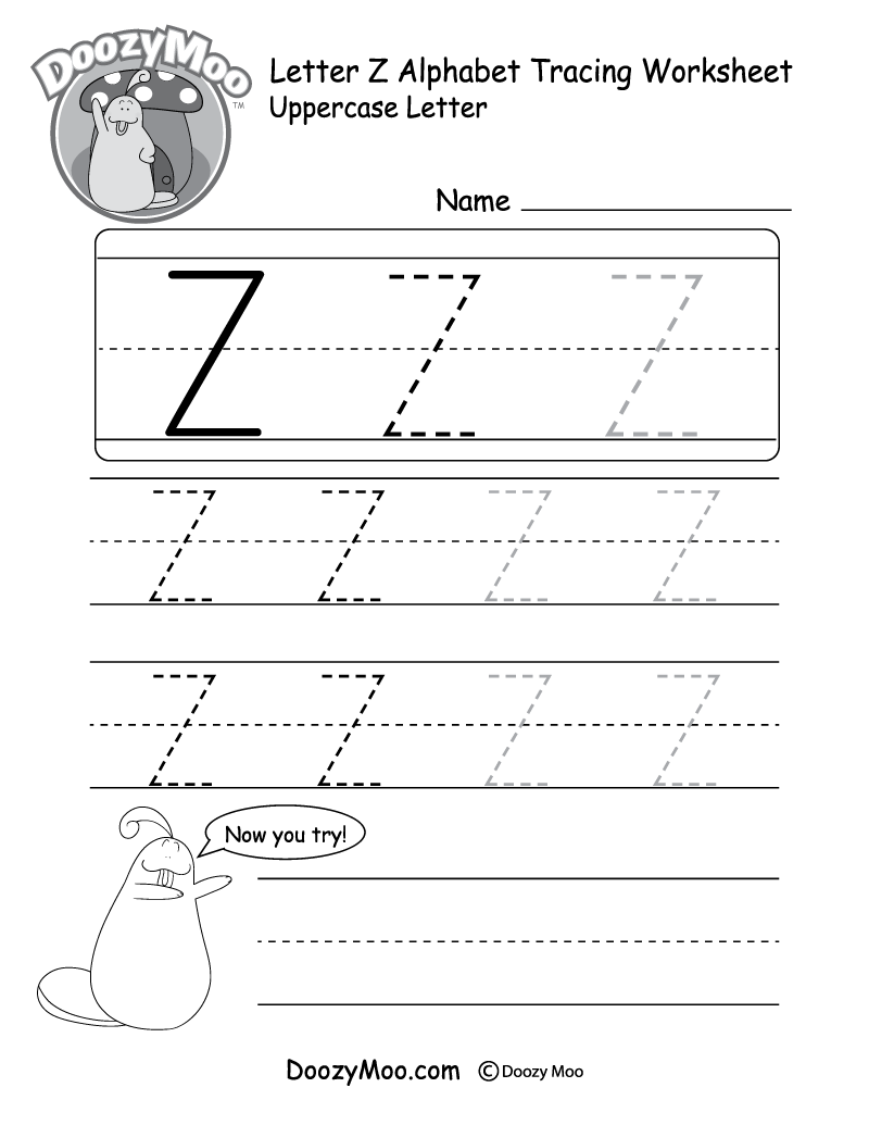 Uppercase Letter Z Tracing Worksheet Doozy Moo Uppercase Letter Z Tracing Worksheet Doozy Moo