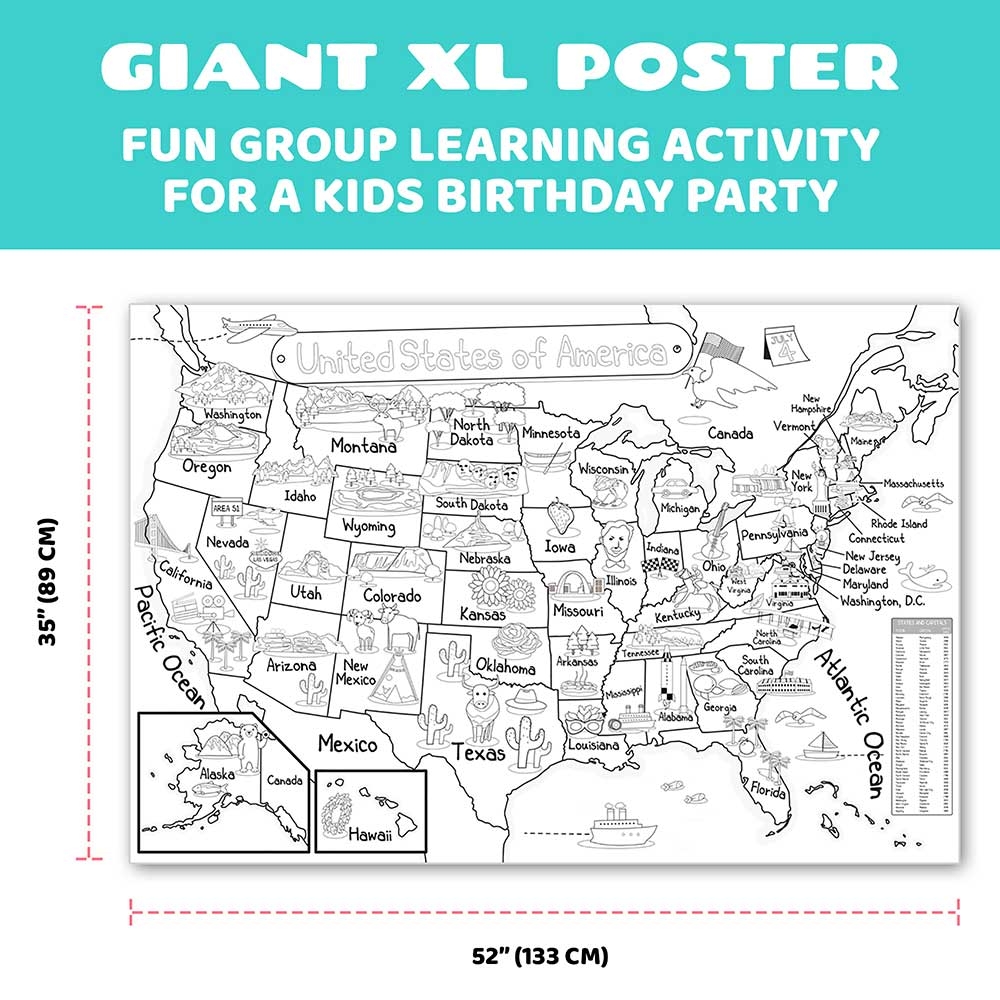 US Map Coloring Poster 35x52