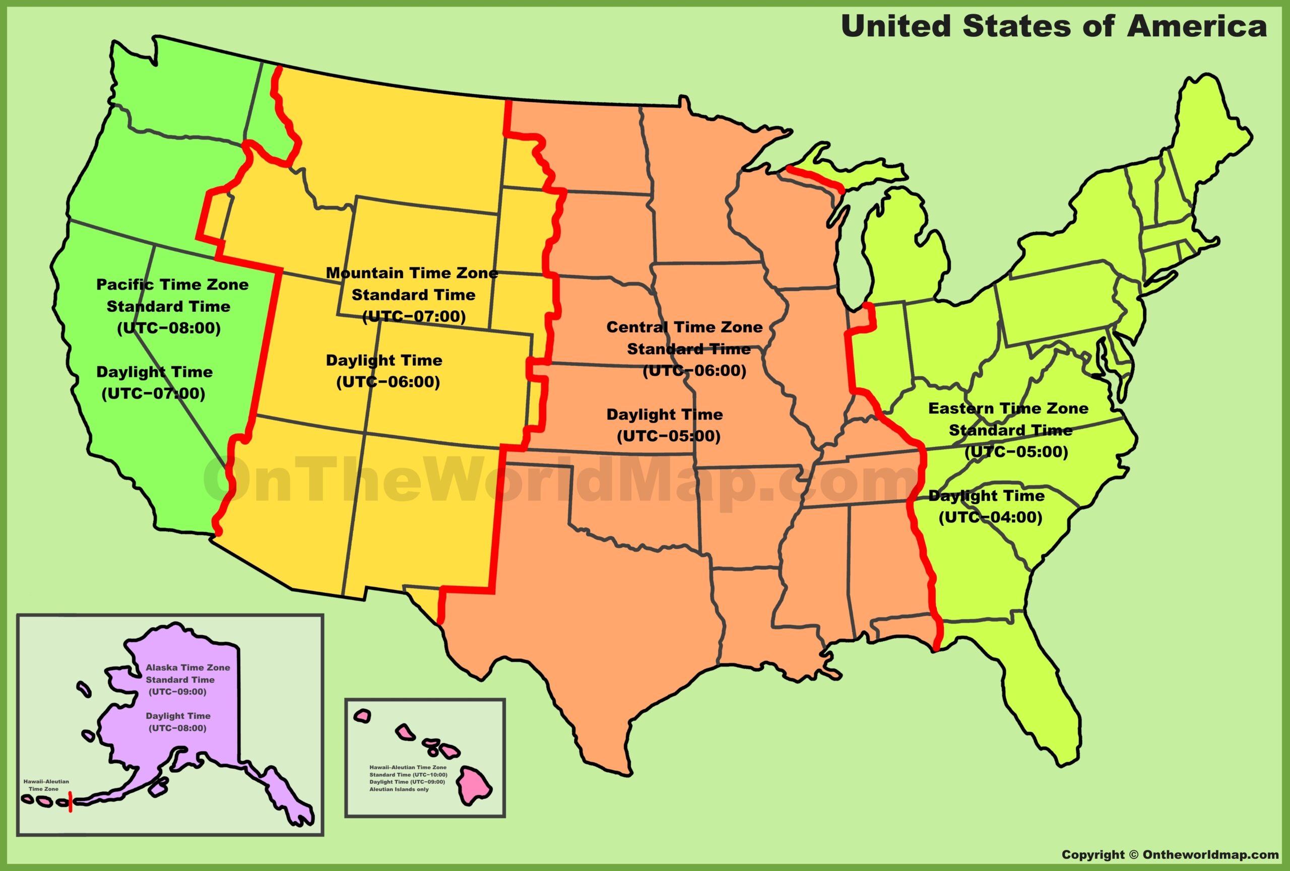 printable us time zone map