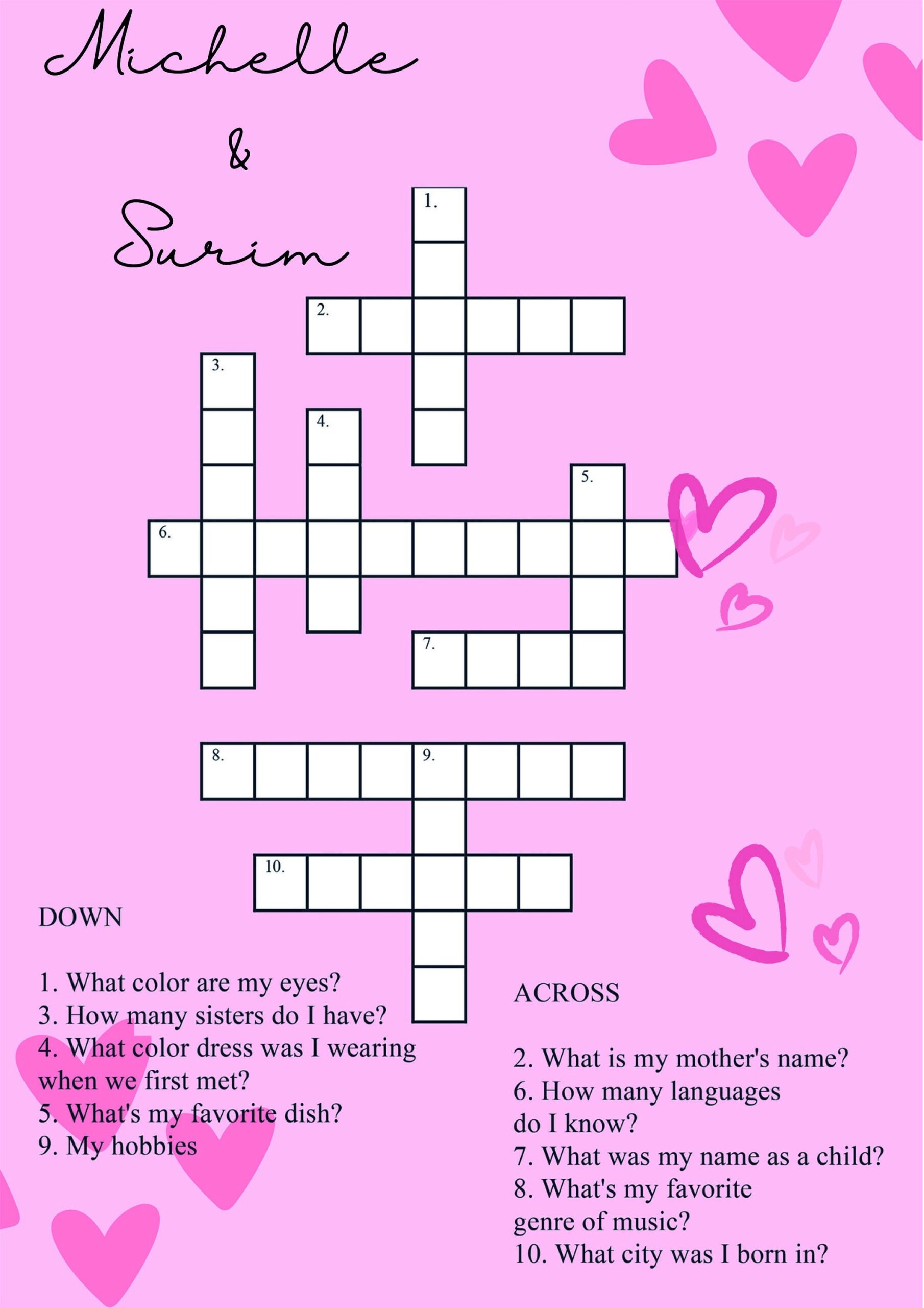 Valentine Crossword Puzzle Printable Crossword Puzzle For 