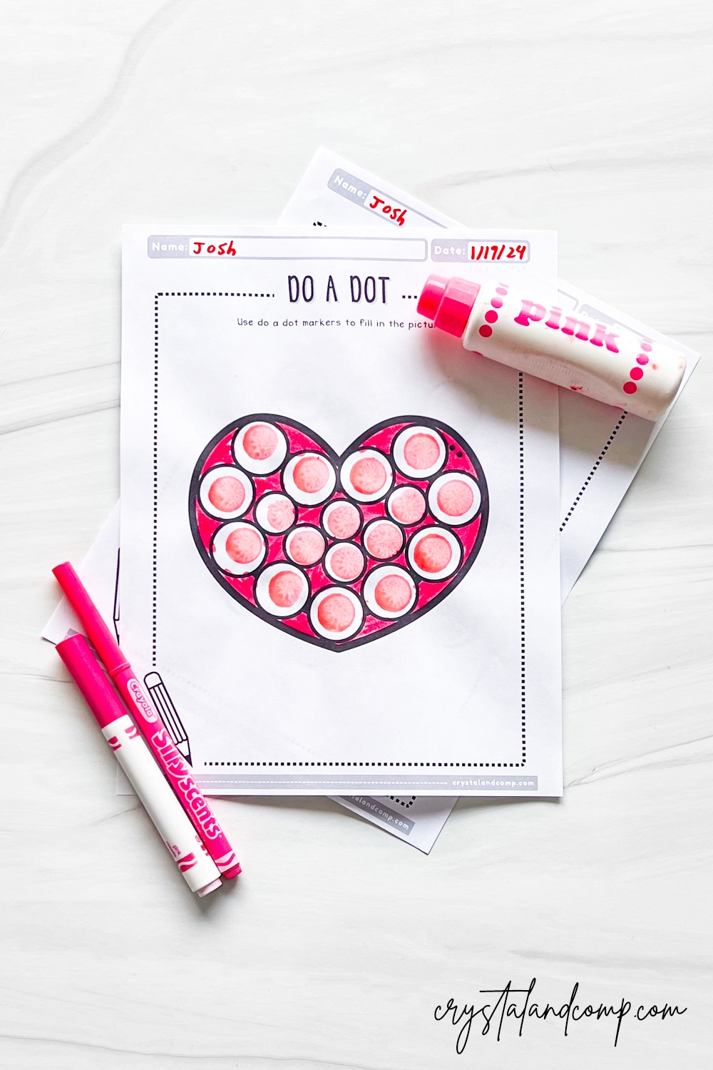 do a dot art heart printables