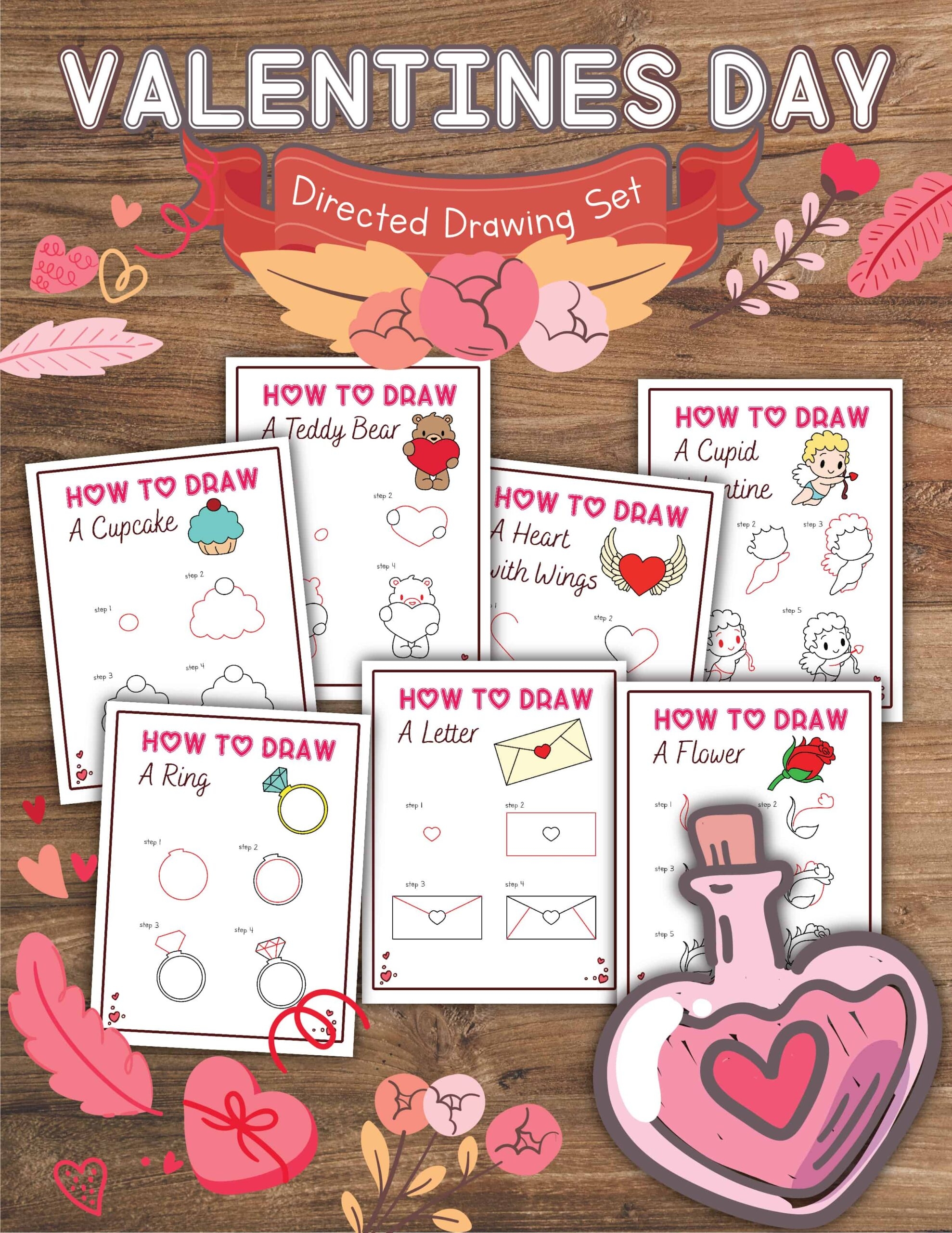  Valentine s Day Directed Drawing Activities Free 