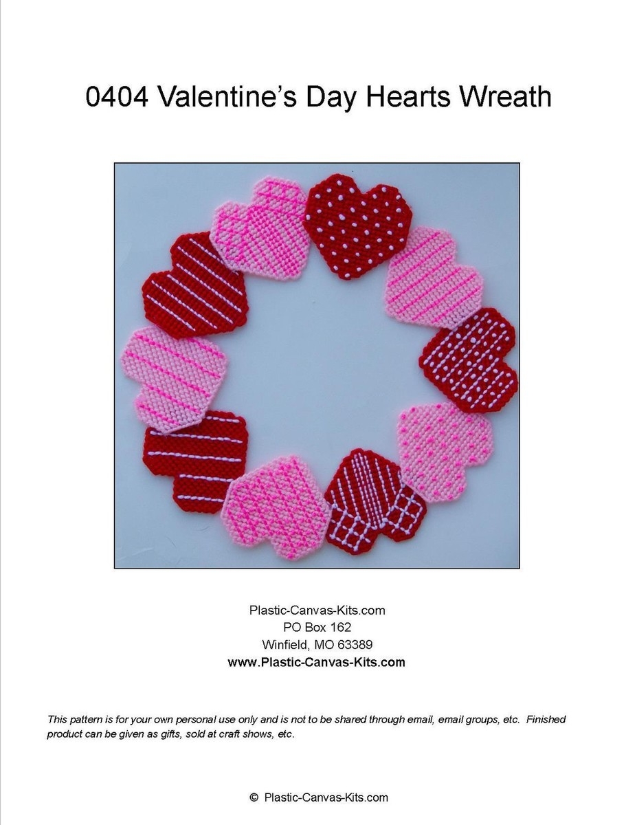 Valentine s Day Hearts Wreath Plastic Canvas Pattern Or Kit EBay