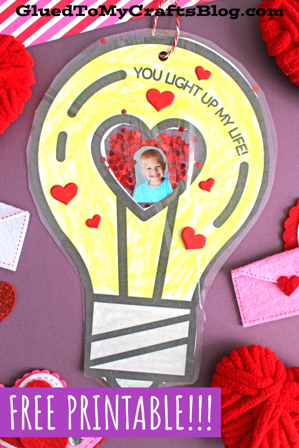 Valentine s Day Light Bulb Photo Ornament