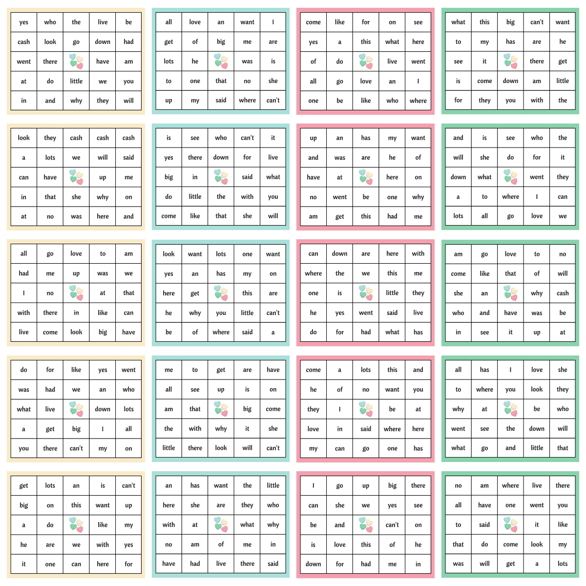 Valentine s Day Sight Word Bingo FREE Printable Package