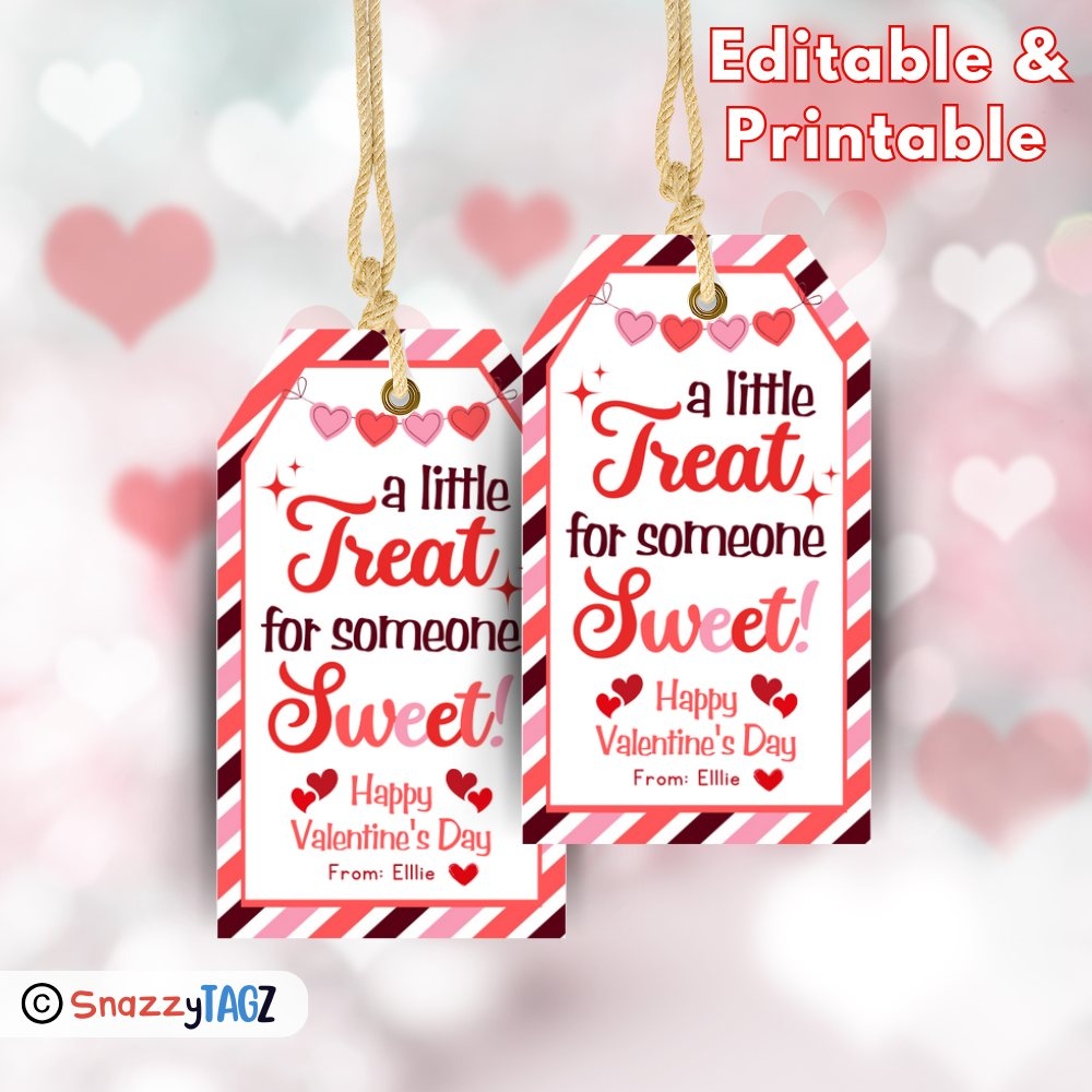 Valentine s Day Tag Sweet Treat Valentine Gift Label Kids School Printable Editable Treat Bags
