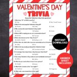 Valentine s Day Trivia Game Printable Valentine s Party Game 