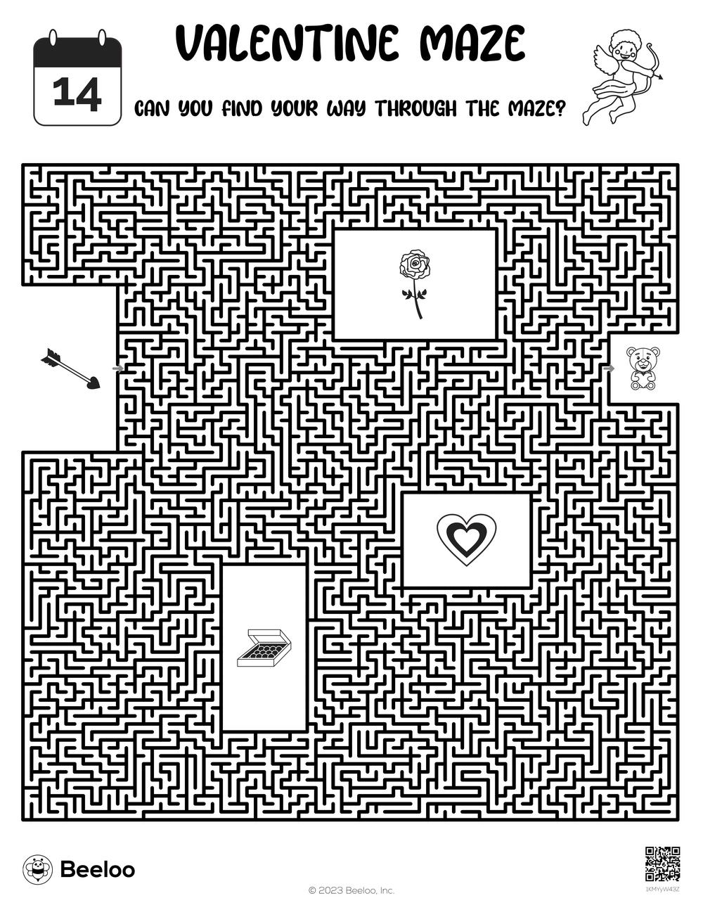 Valentine themed Mazes Beeloo Printable Crafts And Activities For Kids