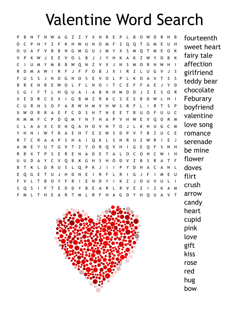 Valentine Word Search WordMint