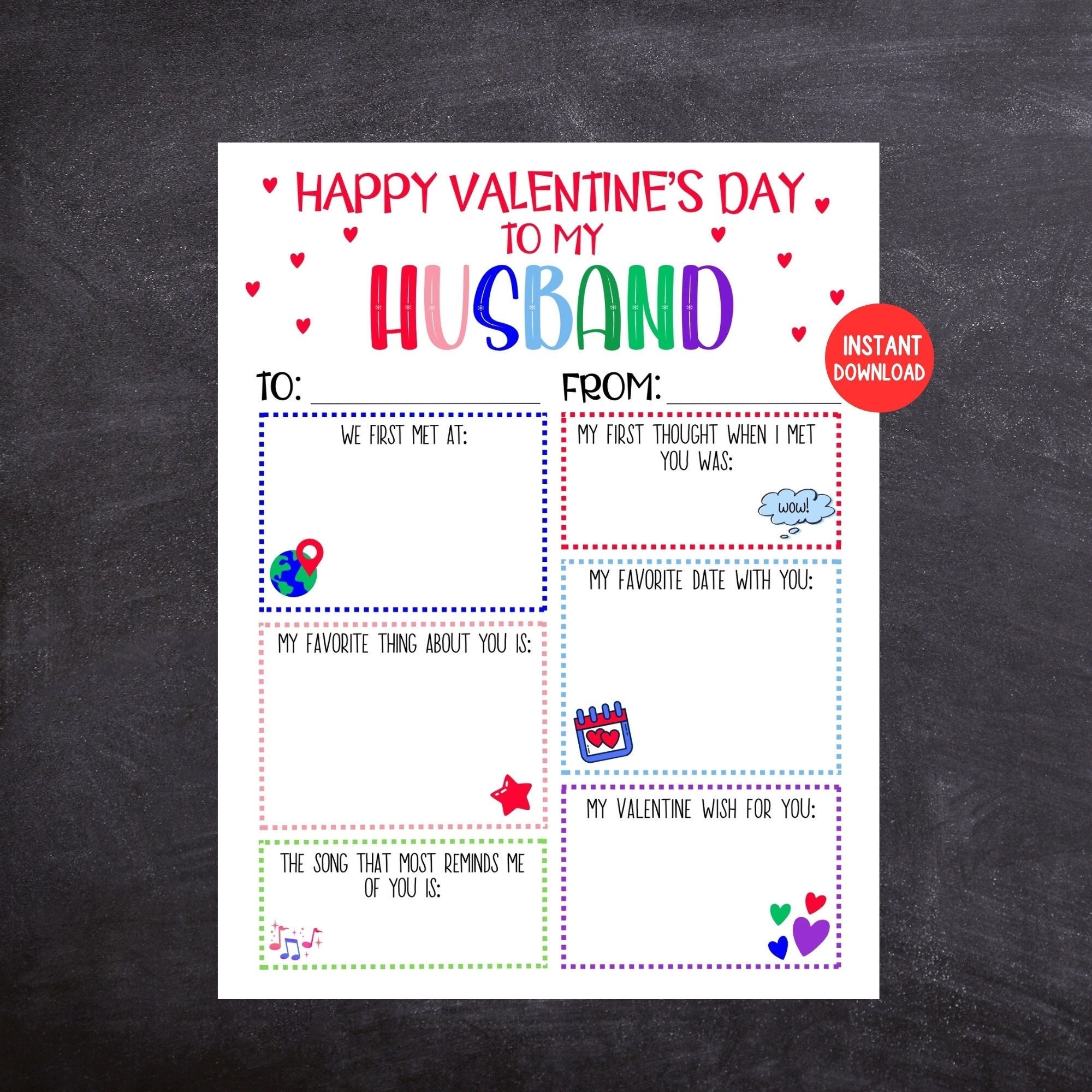 Valentines Card For Husband Printable Husband Valentines Card 