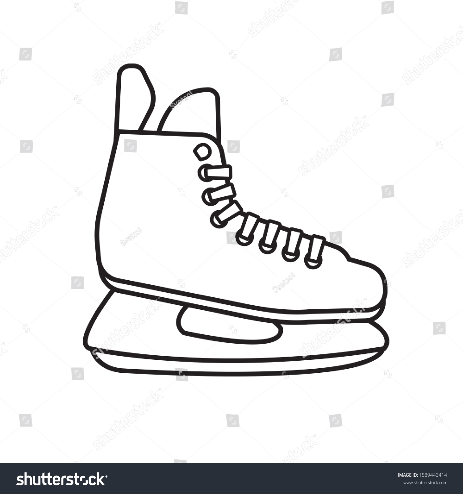 Vector Flat Outline Hockey Ice Skate Stock Vector Royalty Free 1589443414 Shutterstock