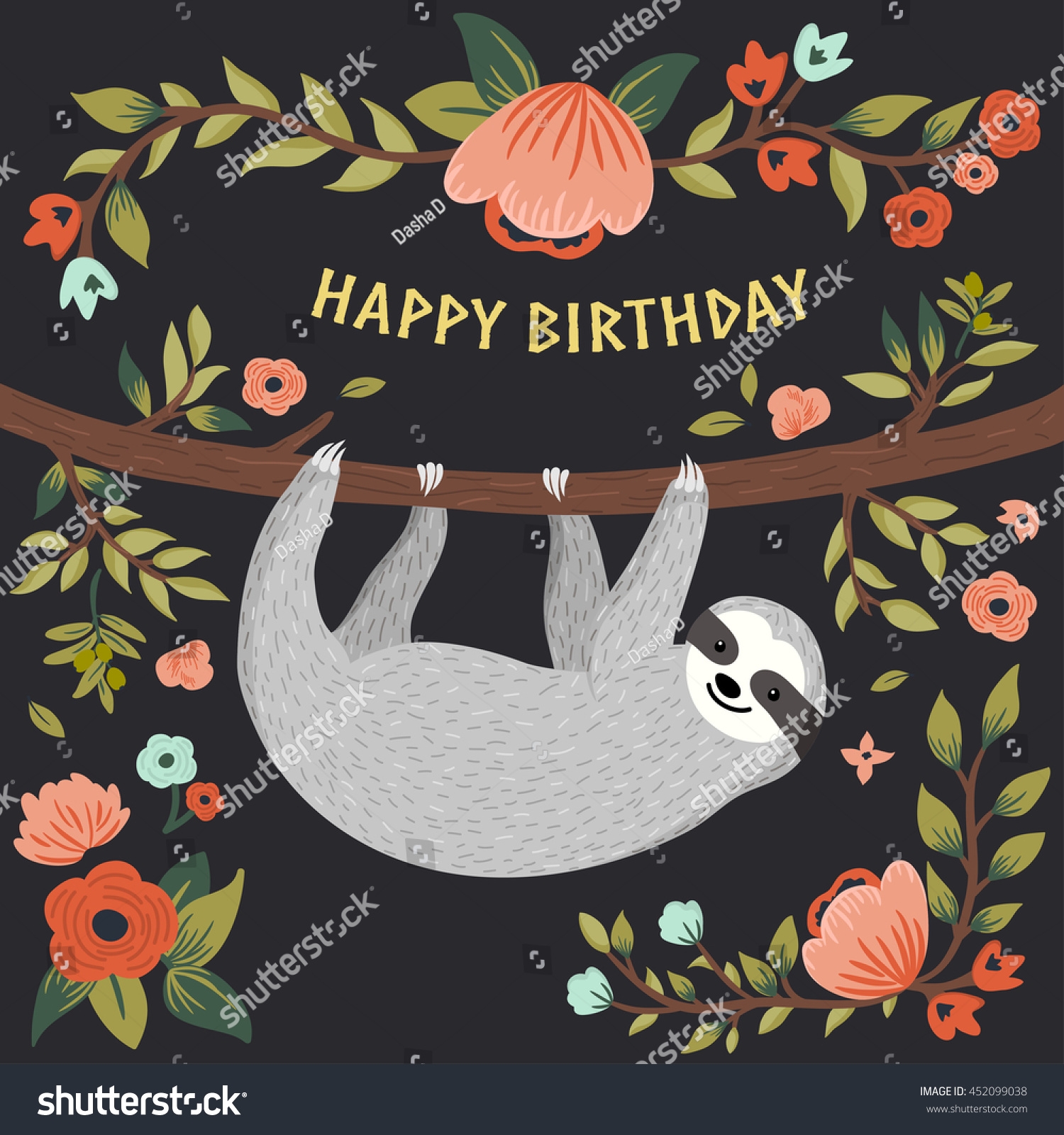 Vector Happy Birthday Card Cute Sloth Stock Vector Royalty Free 452099038 Shutterstock Vector Happy Birthday Card Cute Sloth Stock Vector Royalty Free 452099038 Shutterstock