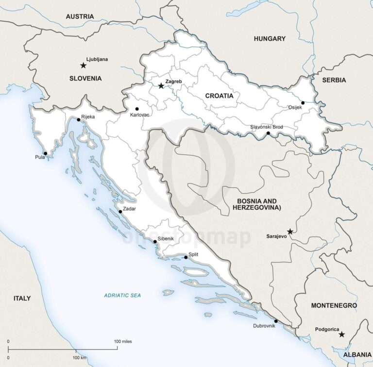 Vector Map Of Croatia Political One Stop Map