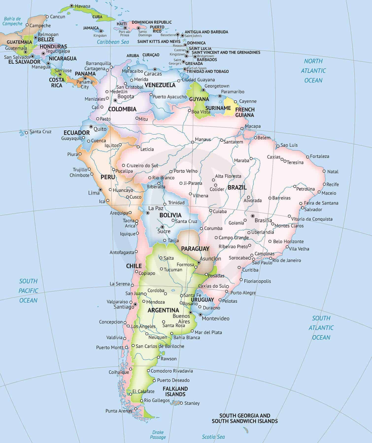 printable map of south america