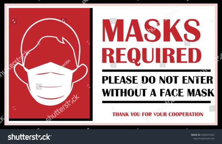 Vektor Stok Masks Required Wear Mask Sign Please Tanpa Royalti 1836551692 Shutterstock