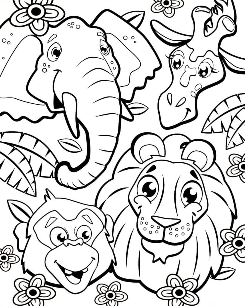 printable coloring pictures of jungle animals
