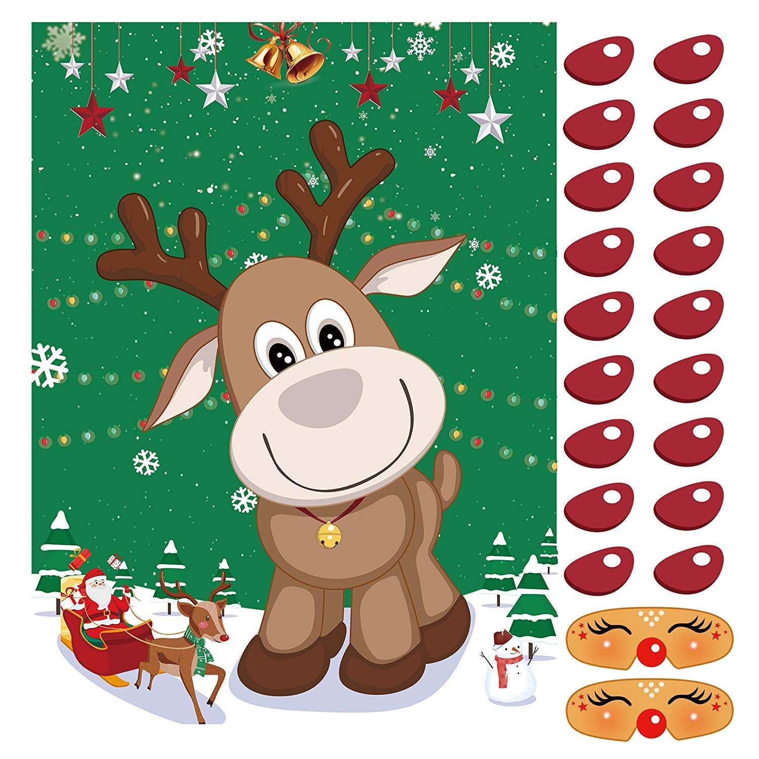 VEYLIN Pin The Nose On The Reindeer Christmas Family Fun Game Party Amazon co uk Toys U0026 Games