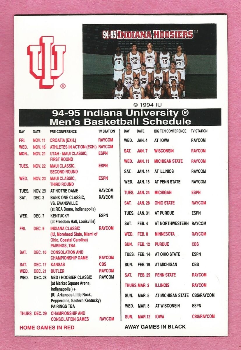 VINTAGE 1994 Indiana University Hoosiers Basketball Schedule Magnet WOW VINTAGE 1994 Indiana University Hoosiers Basketball Schedule Magnet WOW
