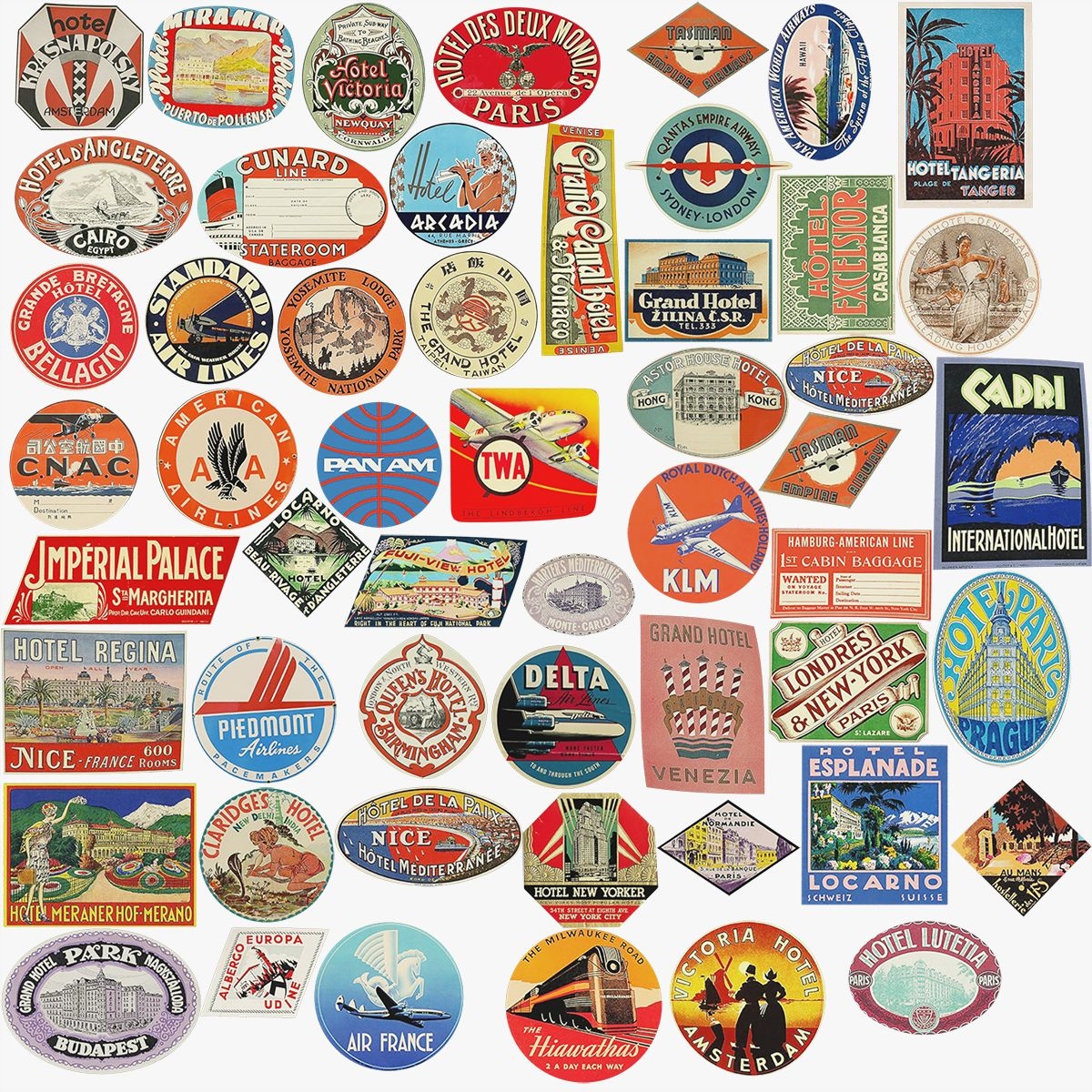 Vintage Luggage Stickers Set 3D Model 39 max 3ds fbx obj Worksheets Library