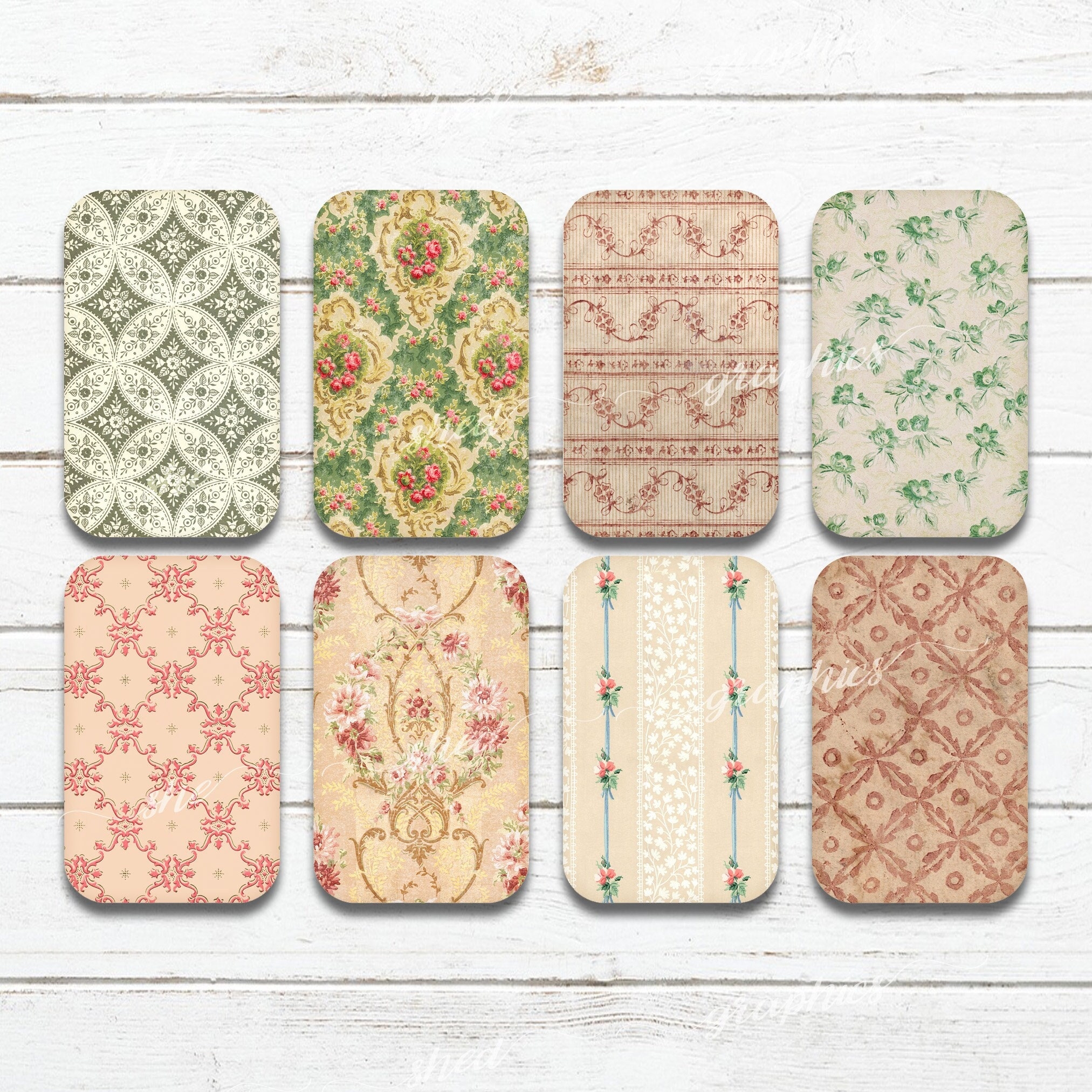Vintage Patterned Papers Altoid Tin Insert Printable Digital 