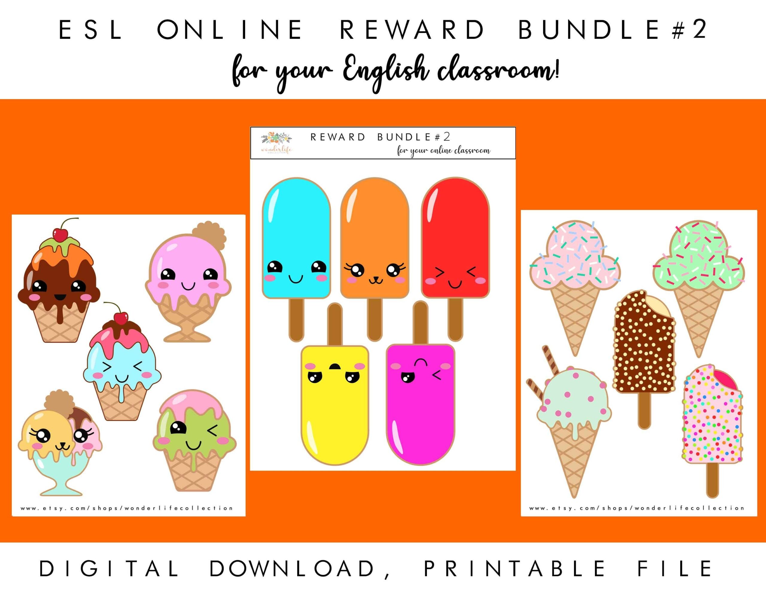 VIPKID Rewards Online ESL Rewards VIPKID Ice Cream Classroom Decor Classroom Teacher Printable Rewards Digital Rewards Etsy